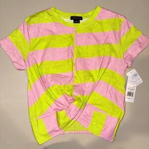 Sanctuary Neon Pink and Lime Striped Top